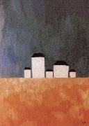 Kasimir Malevich Five house Landscape oil painting reproduction
